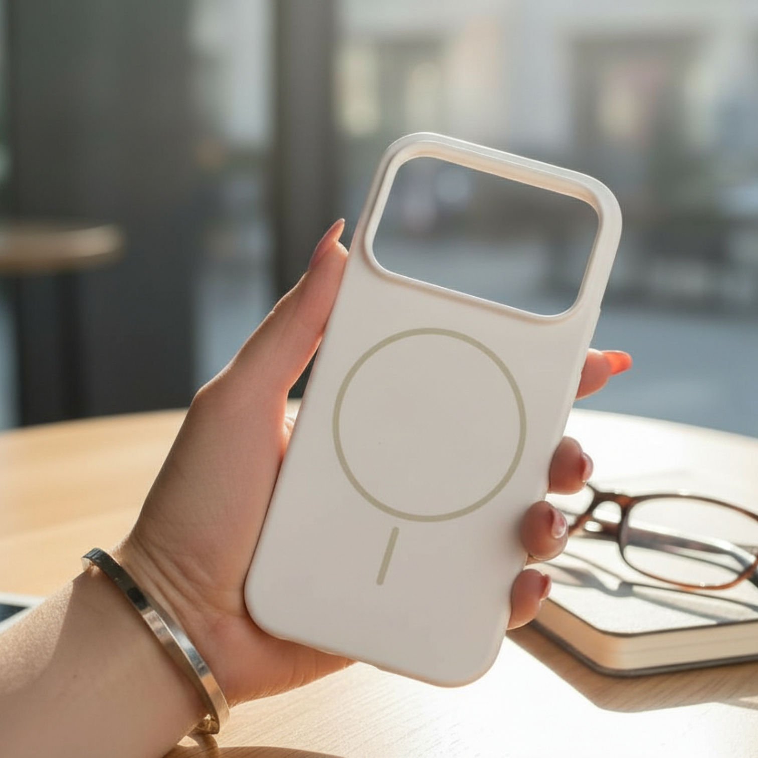 کاور گوشی iPhone 17 Pro آیفون سیلیکونی پاک کنی مگ سیف MagSafe اورجینال داخل پارچه ای سفید