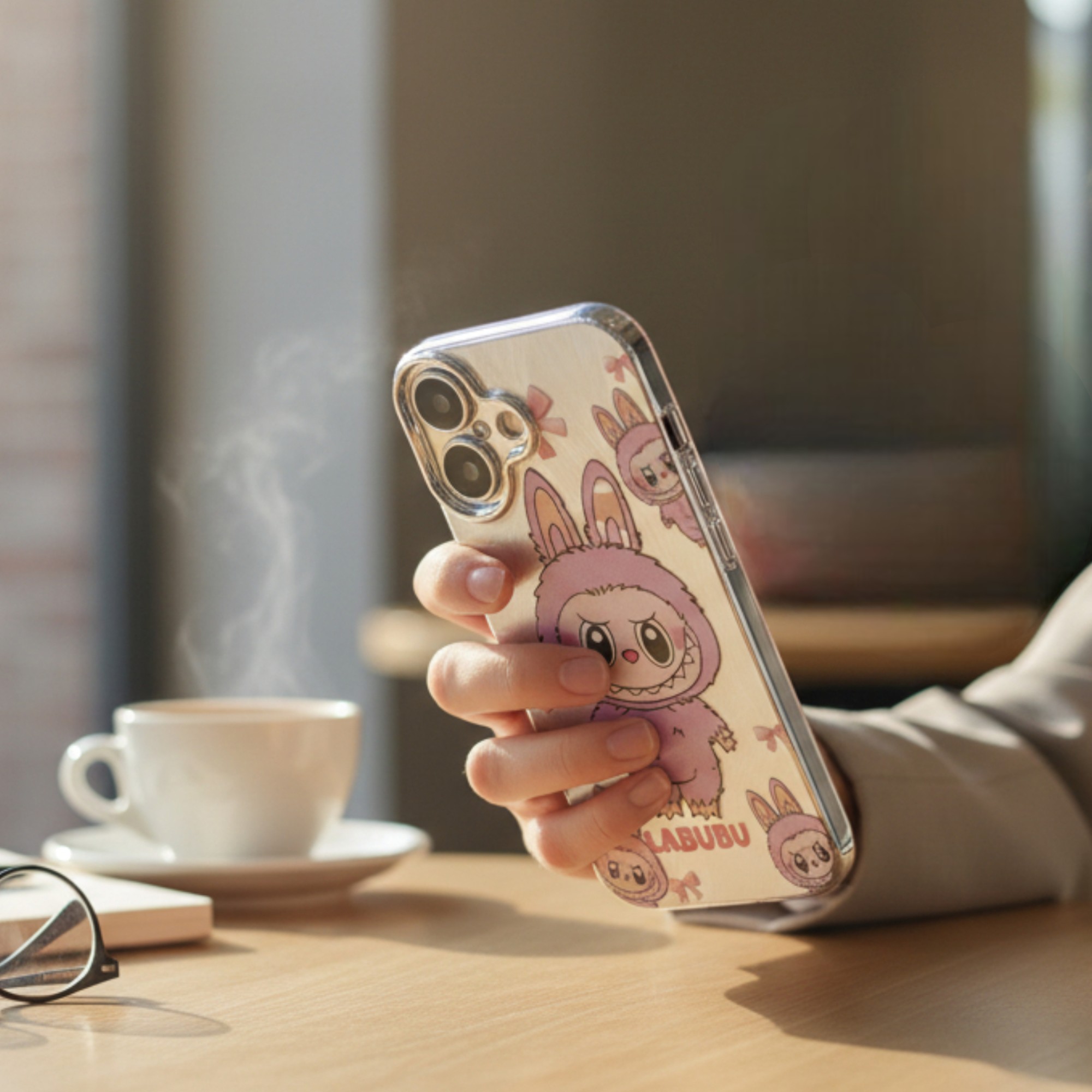 کاور گوشی iPhone 16 طرح Brush Case لنز Silver نقره ای لبوبو ایربگ دار