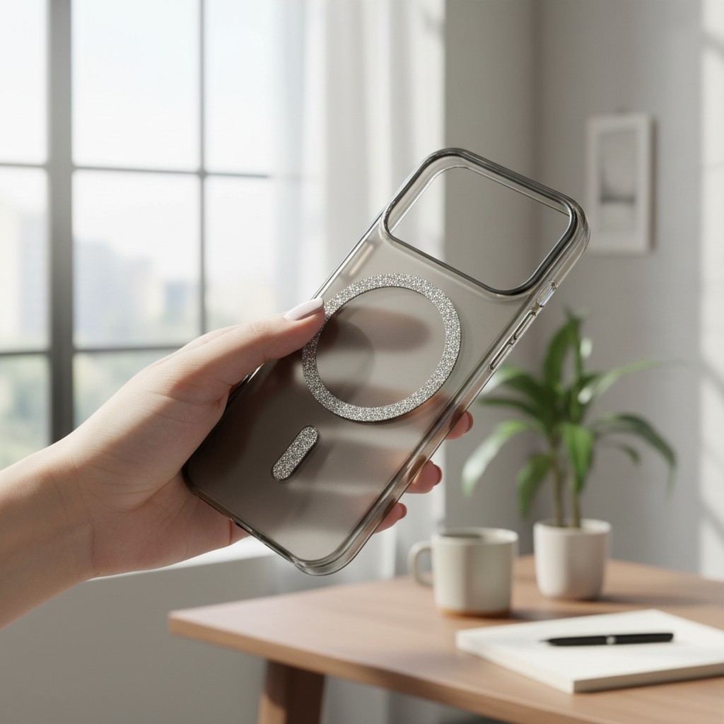 کاور گوشی iPhone 17 Pro آیفون شفاف لوکس دودی Unique Case مگ سیف Magsafe شاین اکلیلی اورجینال